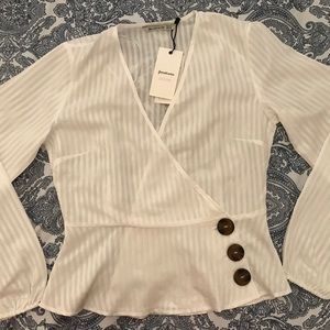 •NEW🇪🇸• Stradivarius flowy white button blouse